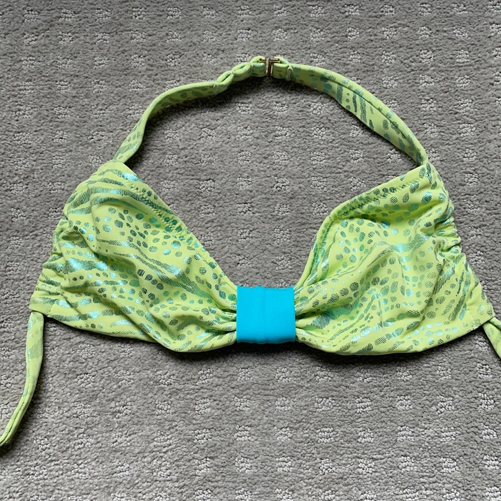 NWOT Victoria’s Secret green & blue halter bikini top